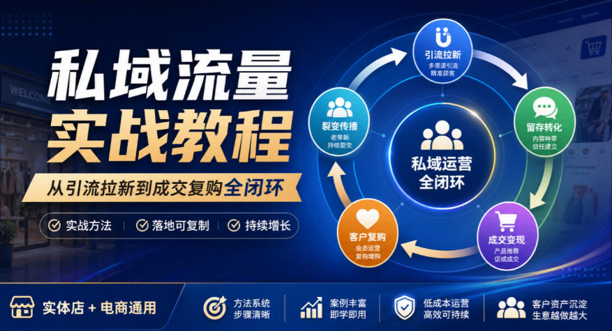 私域流量实战教程，从引流拉新到成交复购全闭环，实体店电商通用-宣源知识学堂