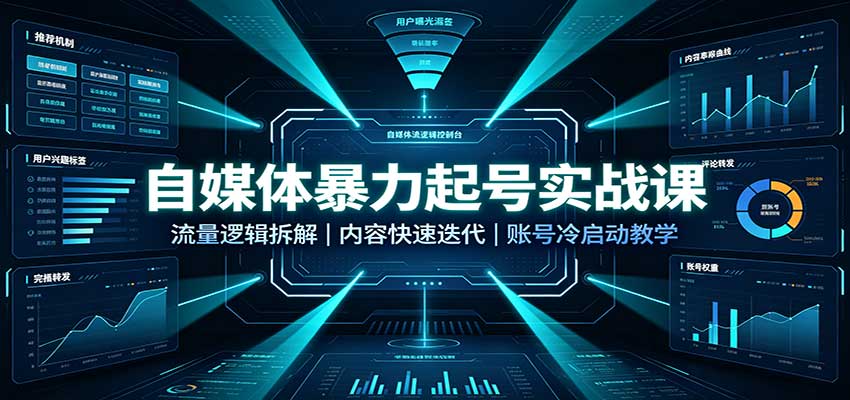 自媒体暴力起号实战课：流量逻辑拆解，内容快速迭代，账号冷启动教学-宣源知识学堂