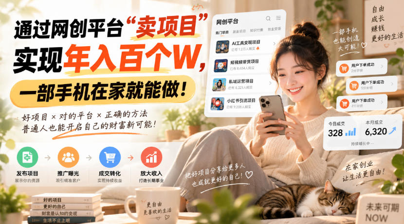 靠卖网创项目变现,一年拿下百万收益!一台手机就能操作!-宣源知识学堂