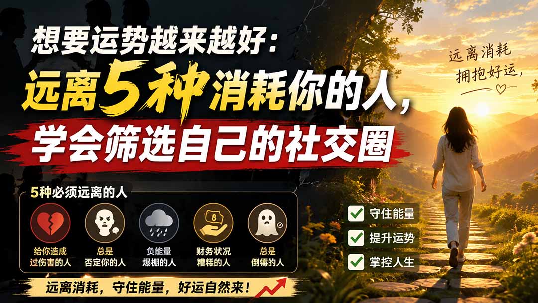 付费文章：想要运势越来越好：远离5种消耗你的人，学会筛选自己的社交圈-宣源知识学堂