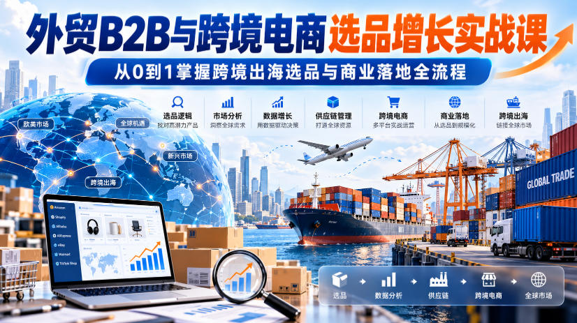 外贸B2B与跨境电商选品增长实战课，从0到1掌握跨境出海选品与商业落地全流程-宣源知识学堂