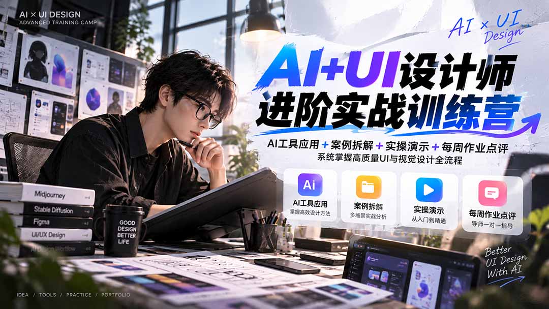 【无水印】AI+UI设计师进阶训练营-第4期：AI工具应用+案例拆解+实操演示+作业点评，掌握高质量UI与视觉设计全流程-宣源知识学堂