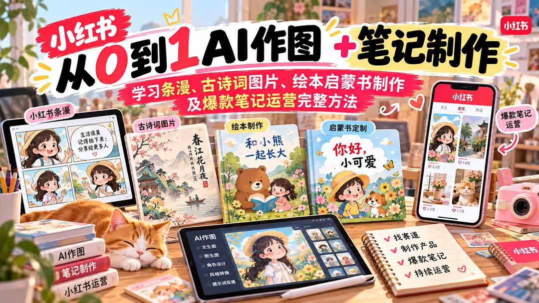 2026小红书AI内容创作从0到1:学习条漫、古诗词图片、绘本启蒙书制作及爆款笔记运营完整方法-宣源知识学堂