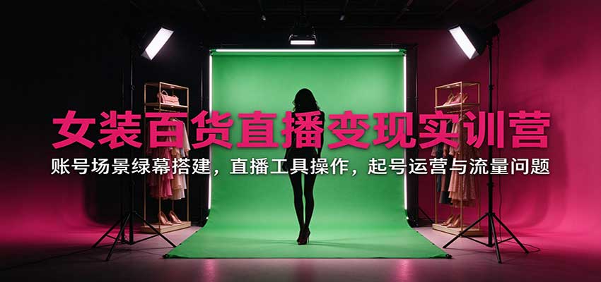 女装百货直播变现实训营:账号场景绿幕搭建,直播工具操作,起号运营与流量问题-宣源知识学堂