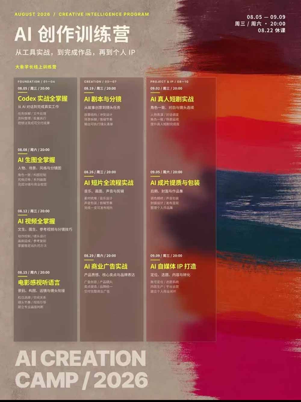 AI+创作训练营26年第5期-更新：从Codex、AI生图视频到剧本分镜与电影感短片，跑通个人IP商业闭环-宣源知识学堂