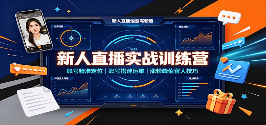 新人直播实战训练营：账号精准定位，账号搭建运维，涨粉峰值留人技巧-宣源知识学堂
