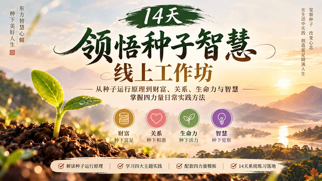 14天领悟种子智慧线上工作坊｜从种子运行原理到财富、关系、生命力与智慧，掌握四力量日常实践方法-宣源知识学堂