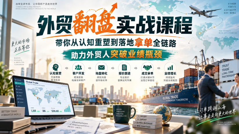 外贸翻盘实战课程，带你从认知重塑到落地拿单全链路，助力外贸人突破业绩瓶颈-宣源知识学堂