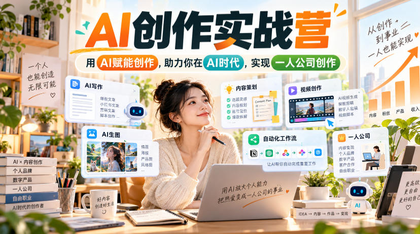 AI创作实战营，用AI赋能创作，助力你在AI时代，实现一人公司创作-宣源知识学堂