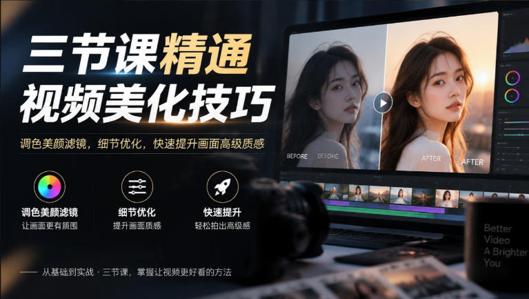 三节课精通视频美化技巧｜调色美颜滤镜，细节优化，快速提升画面高级质感-宣源知识学堂