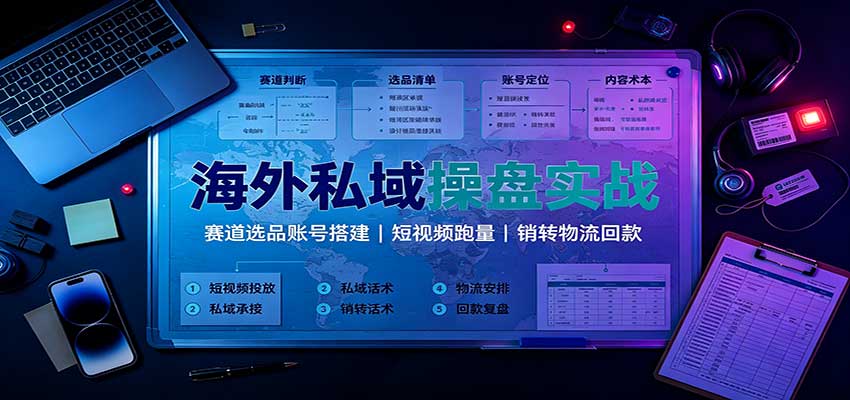 海外私域操盘实战：赛道选品账号搭建，短视频跑量，销转物流回款-宣源知识学堂