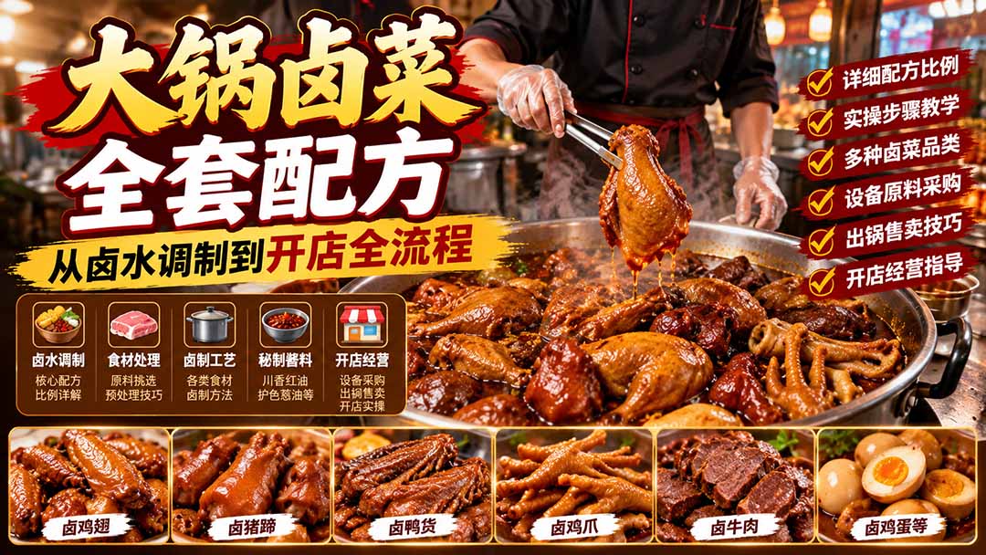 大锅卤菜全套配方,从卤水调制到开店全流程,感觉学会了去摆摊也不错-宣源知识学堂