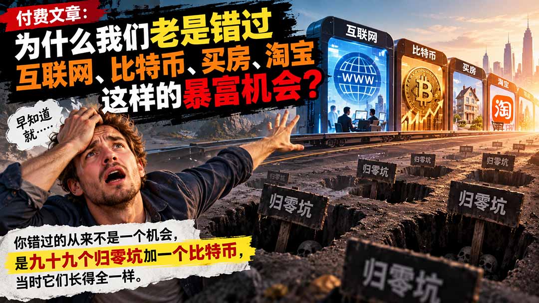 付费文章：为什么我们老是错过互联网、比特币、买 房、淘宝这样的暴富机会？-宣源知识学堂