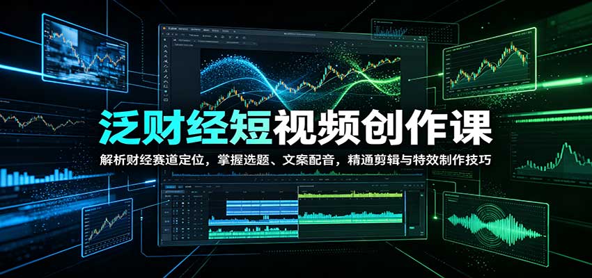 泛财经短视频创作课:解析财经赛道定位,掌握选题、文案配音,精通剪辑与特效制作技巧-宣源知识学堂