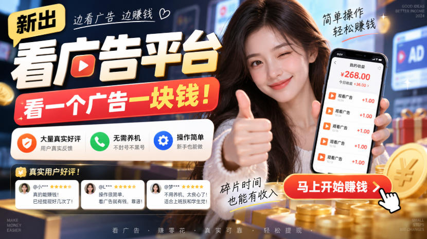 新出看广告平台，看一个广告一块钱，大量真实好评！无需养机、不会黑号，操作简单【揭秘】-宣源知识学堂