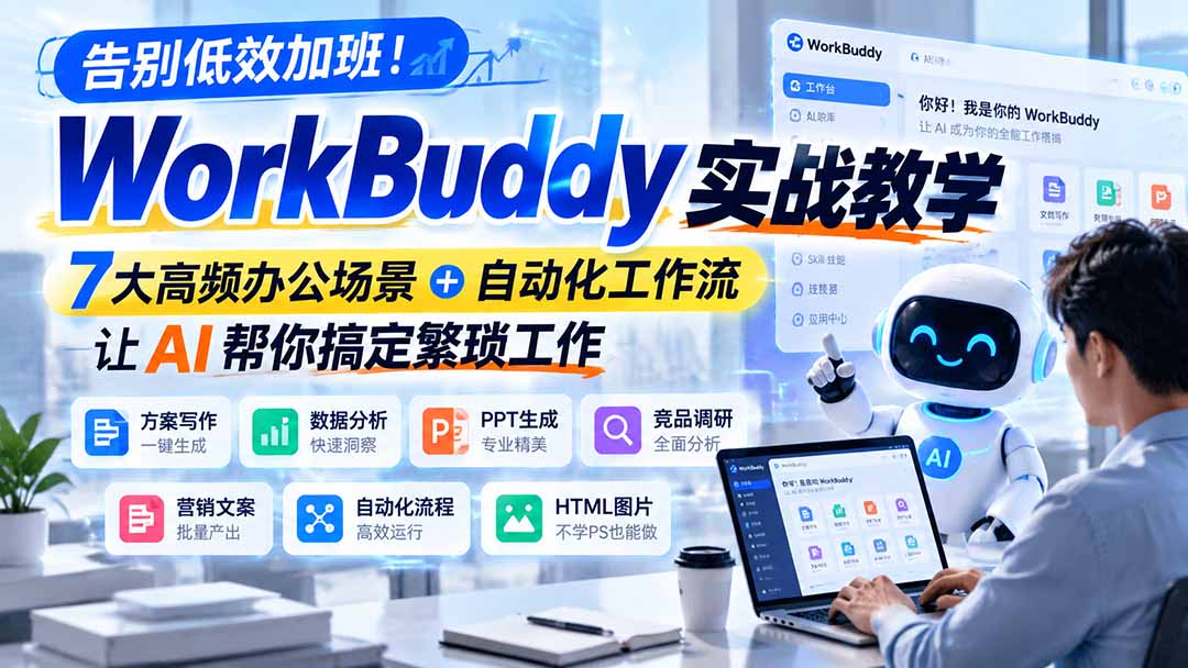 告别低效加班!WorkBuddy实战教学,7大高频办公场景+自动化工作流,让AI帮你搞定繁琐工作-宣源知识学堂