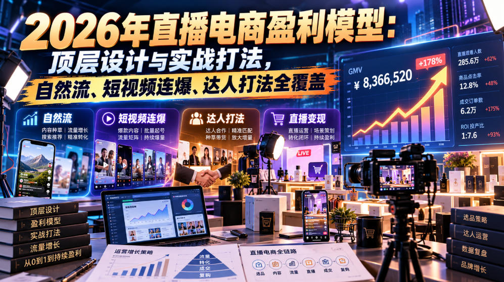 2026年直播电商盈利模型：顶层设计与实战打法，自然流、短视频连爆、达人打法全覆盖-宣源知识学堂