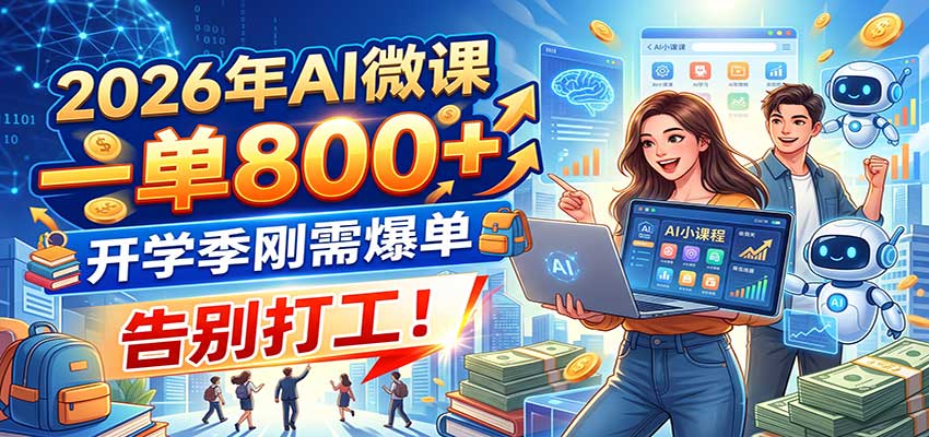 2026年AI微课,一单800+,开学季刚需爆单,告别打工!-宣源知识学堂