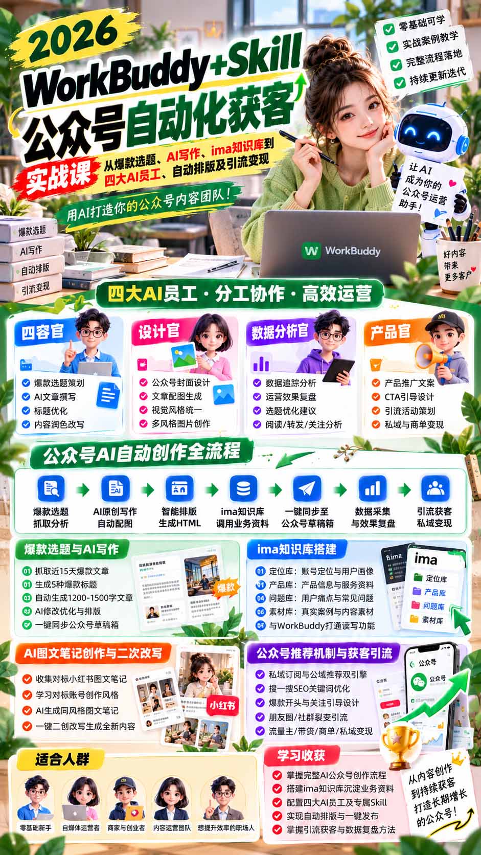 WorkBuddy + Skill公众号自动化获客实战课:从爆款选题、AI写作、ima知识库到四大AI员工、自动排版及引流变现-宣源知识学堂