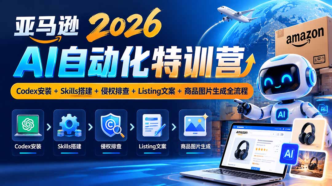 亚马逊2026AI自动化-10月特训营:Codex安装+Skills搭建+侵权排查+Listing文案+商品图片生成全流程-宣源知识学堂