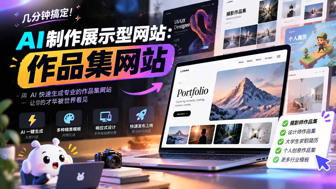 几分钟搞定，AI制作展示型网站制作：作品集网站，用AI快速生成专业的作品集网站，接单变现！-宣源知识学堂