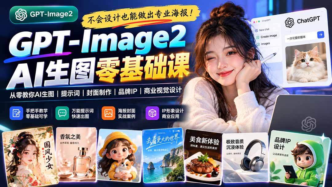 不会设计也能做出专业海报！GPT-Image2从零教你AI生图、提示词、封面制作、品牌IP与商业视觉设计-宣源知识学堂