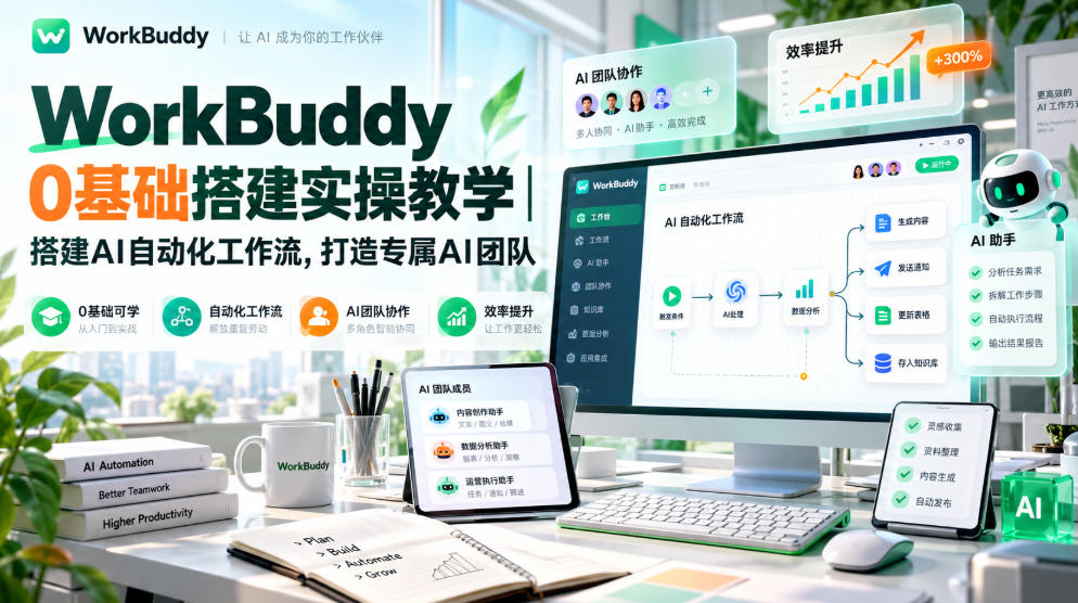 WorkBuddy 0基础搭建实操教学｜搭建AI自动化工作流，打造专属AI团队-宣源知识学堂
