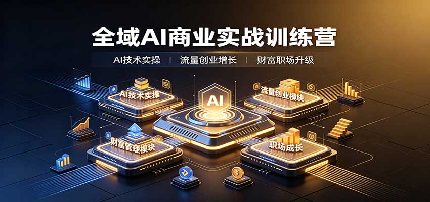 全域AI商业实战训练营：涵盖AI技术实操、流量创业、财富管理与职场成长全体系内容-宣源知识学堂