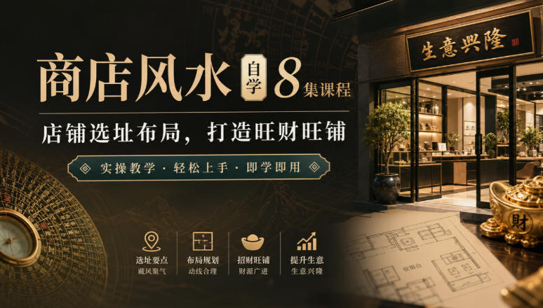 商店风水自学8集课程｜店铺选址布局，打造旺财旺铺实操教学-宣源知识学堂