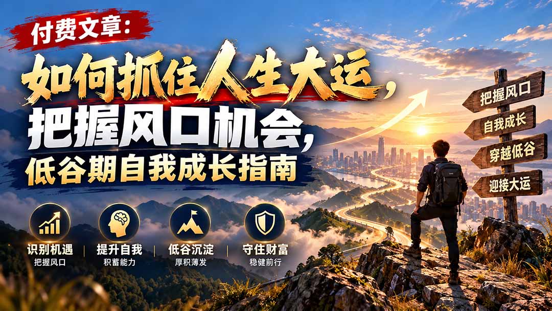 付费文章：如何抓住人生大运，把握风口机会，低谷期自我成长指南-宣源知识学堂