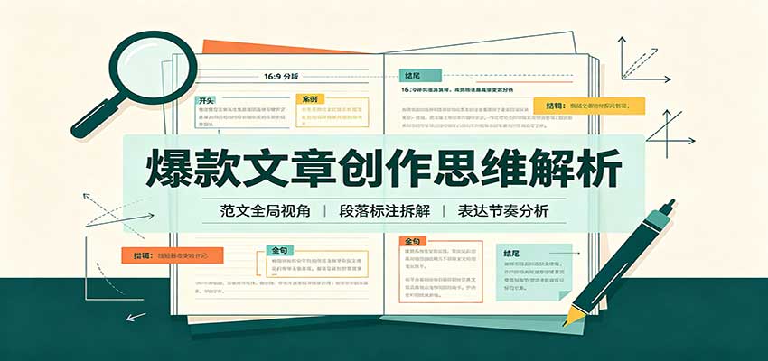 爆款文章创作思维解析:全局视角拆解范文,梳理行文逻辑,搭配真实拆文实操案例-宣源知识学堂