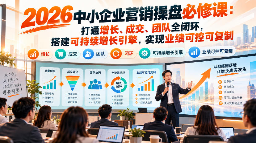 2026中小企业营销操盘必修课：打通增长、成交、团队全闭环，搭建可持续增长引擎，实现业绩可控可复制-宣源知识学堂
