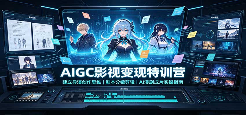 AIGC影视变现特训营：建立导演创作思维，剧本分镜剪辑，AI漫剧成片实操指南-宣源知识学堂