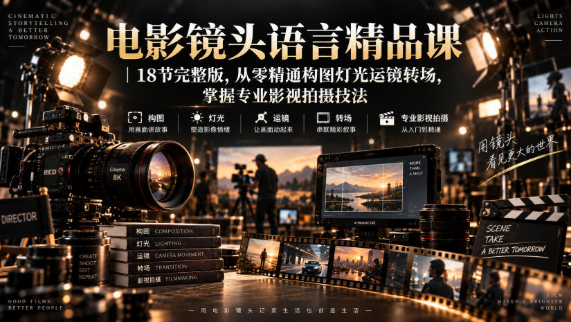 电影镜头语言精品课｜18节完整版，从零精通构图灯光运镜转场，掌握专业影视拍摄技法-宣源知识学堂