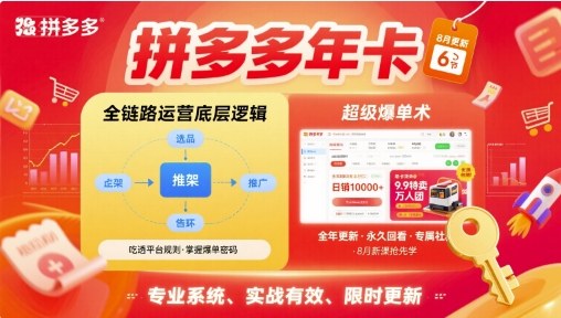 拼多多年卡，拼多多全链路运营底层逻辑，超级爆单术【更新26年10月】-宣源知识学堂