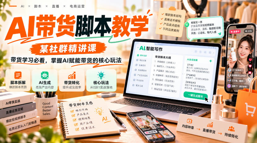AI带货脚本教学，某社群精讲课，带货学习必看，掌握AI赋能带货的核心玩法-宣源知识学堂