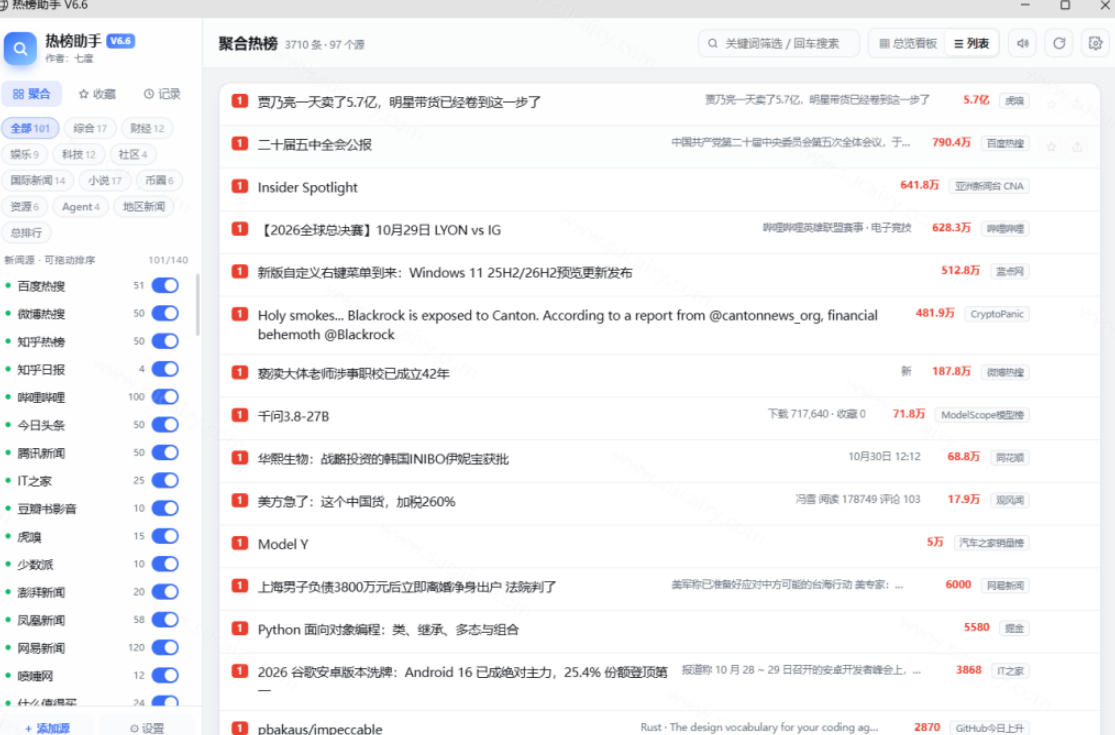 群友做了个非常不错的热点汇总工具！自媒体达人必备，聚合70+热榜信息，简约美观rebang-helper-宣源知识学堂
