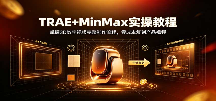 TRAE+MinMax实操教程:3D数字视频完整制作流程,零成本复刻产品视频-宣源知识学堂