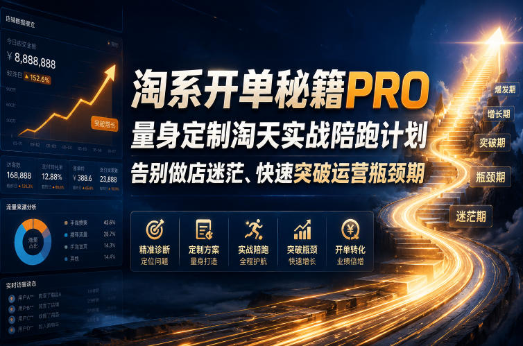 淘系开单秘籍PRO，量身定制淘天实战陪跑计划，告别做店迷茫、快速突破运营瓶颈期(更新261012)-宣源知识学堂