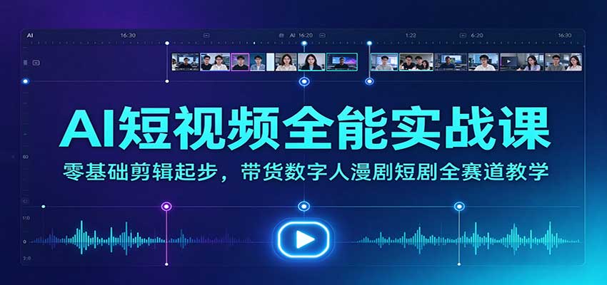 AI短视频全能实战课:零基础剪辑起步,带货数字人漫剧短剧全赛道教学-宣源知识学堂