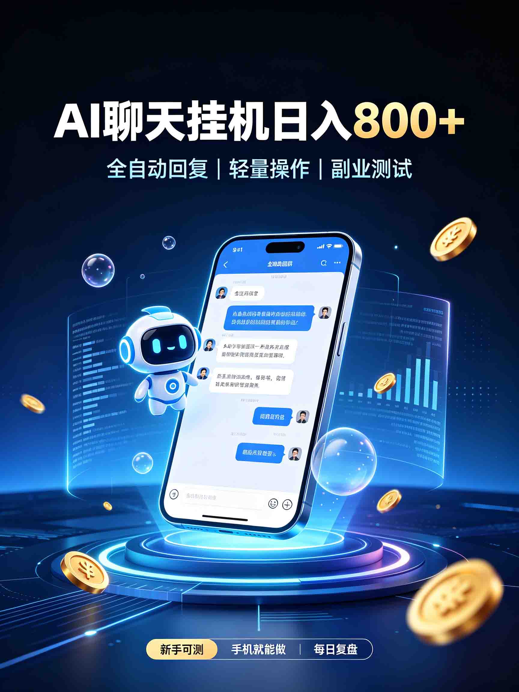 AI聊天挂机，日入800+，适用个人副业，工作室矩阵操作-宣源知识学堂