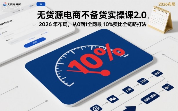 无货源电商不备货实操课2.0，2026年布局，从0到1全网最低10%费比全链路打法【更新261010】-宣源知识学堂