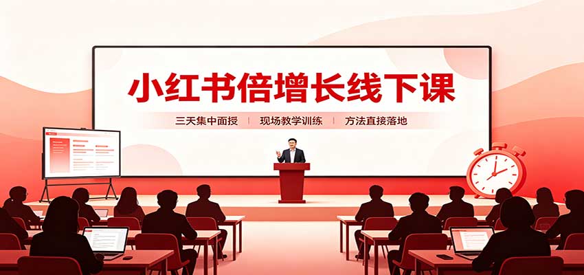 小红书倍增长线下课：三天集中面授，拆解选品、素材制作与起号全链路-宣源知识学堂