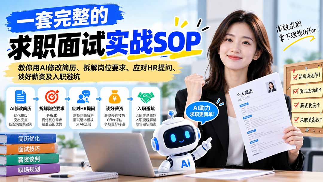 一套完整的求职面试实战SOP:教你用AI修改简历、拆解岗位要求、应对HR提问、谈好薪资及入职避坑-宣源知识学堂