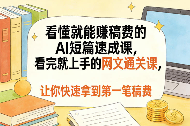 看懂就能賺稿费的AI短篇速成课，看完就上手的网文通关课，让你快速拿到第一笔稿费(更新1008)-宣源知识学堂