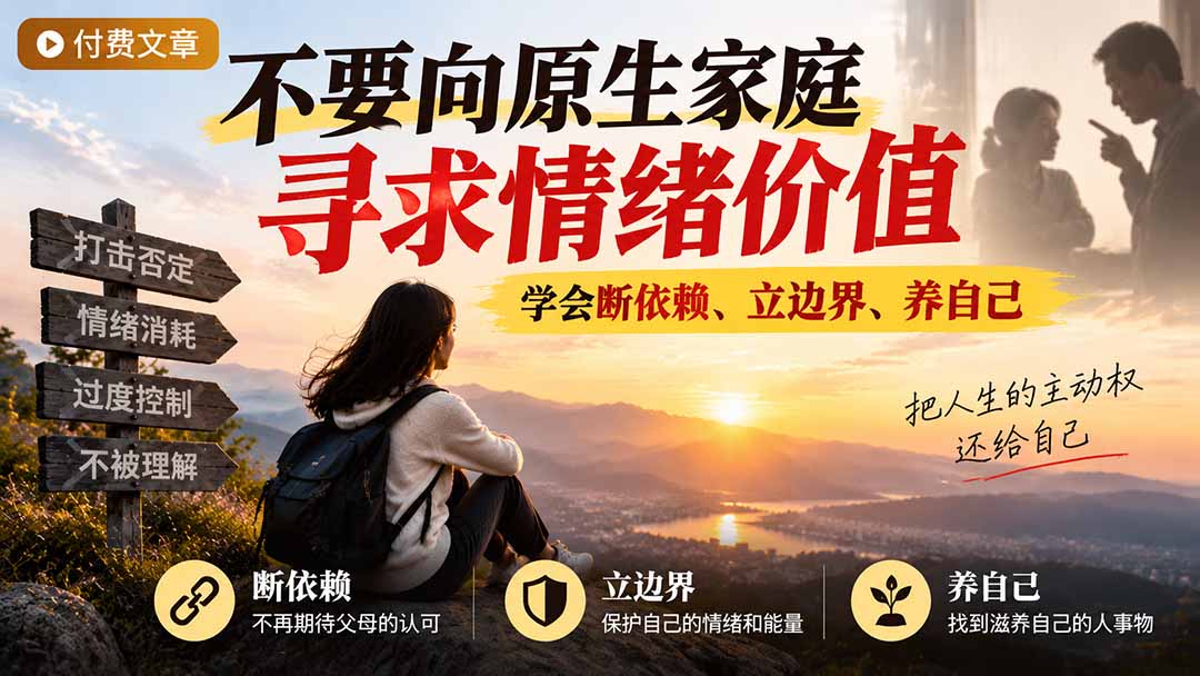付费文章:不要向原生家庭寻求情绪价值,学会断依赖、立边界、养自己-宣源知识学堂