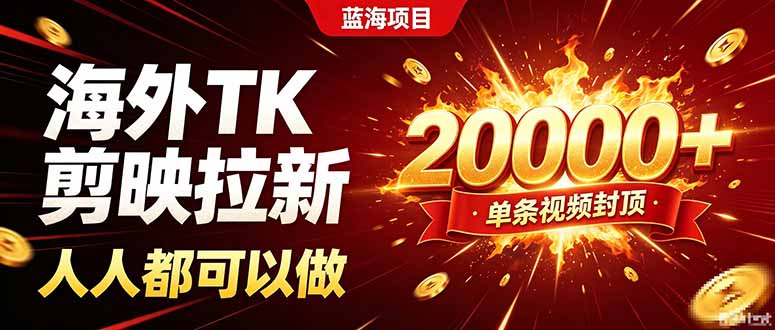 海外TK拉新新玩法，剪映就能做，不用经验不用粉丝，单条视频收益上限20000+-宣源知识学堂