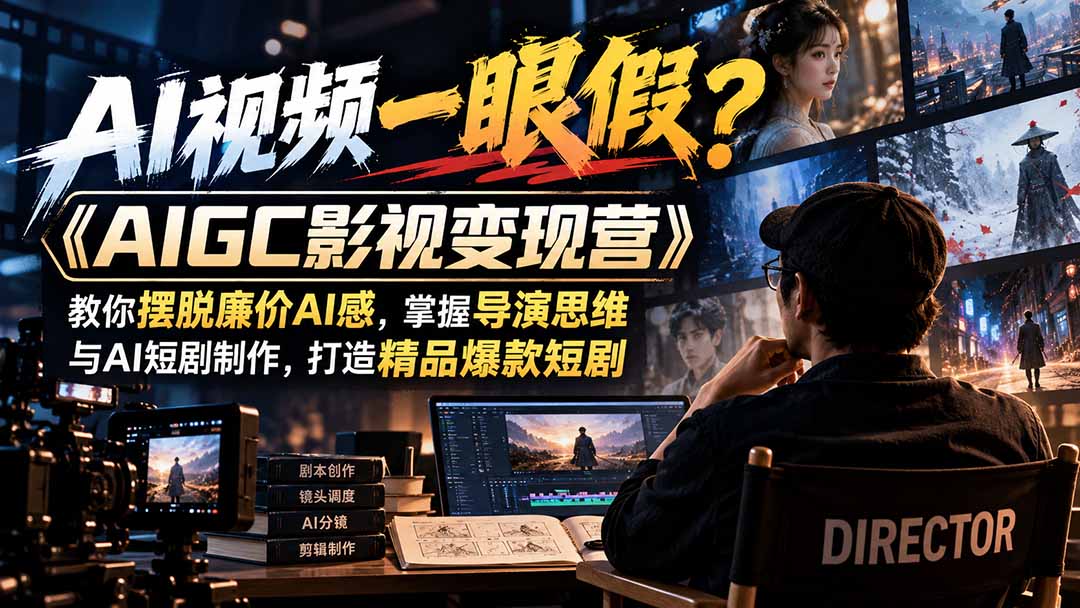 【无水印】AI视频一眼假?《AIGC影视变现营》教你摆脱廉价AI感,掌握导演思维与AI短剧制作,打造精品爆款短剧-宣源知识学堂