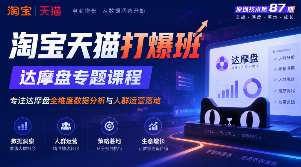 《淘宝天猫打爆班》原创技术第87期，达摩盘专题课程，专注达摩盘全维度数据分析与人群运营落地-宣源知识学堂