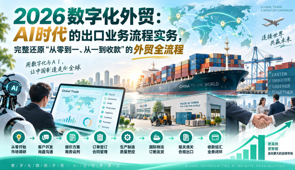 2026数字化外贸：AI时代的出口业务流程实务，完整还原”从零到一、从一到收款”的外贸全流程-宣源知识学堂